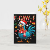 Carte Funny F-caw-f Christmas Chicken Xmas Lights Santa  (Fleur jaune)