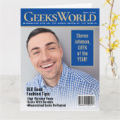 Carte Funny Fake GeeksWorld Magazine Ajouter vos photos (Fleur jaune)