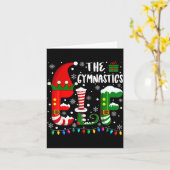 Carte Funny Family Matching Pajamas Gymnastics Elf Chris (Fleur jaune)