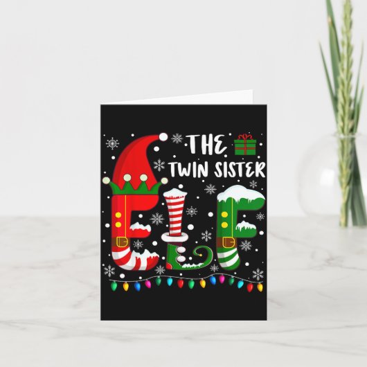 Carte Funny Family Matching Pajamas Twin Sister Elf Chri (Devant)