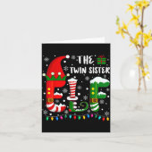 Carte Funny Family Matching Pajamas Twin Sister Elf Chri (Fleur jaune)
