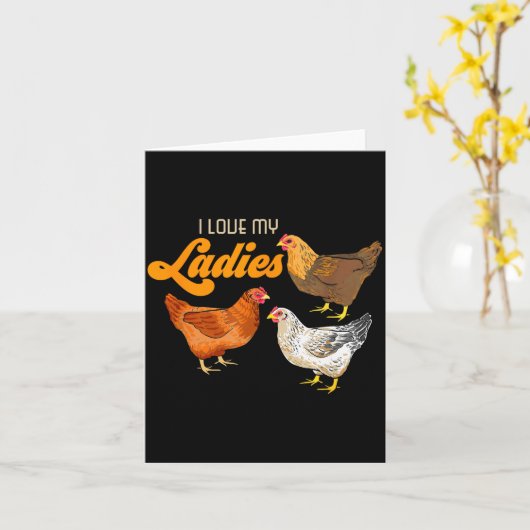 Carte Funny Farmer Gift - I Love My Ladies Chicken (Fleur jaune)