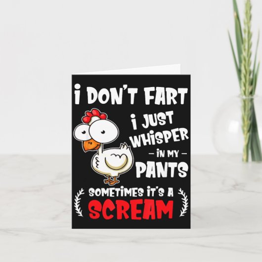Carte Funny Farting Chicken Lover I Dont Fart I Whisper  (Devant)