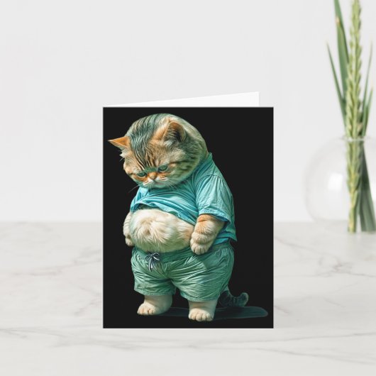 Carte Funny Fat Cat Ia Art Design Print  (Devant)