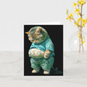 Carte Funny Fat Cat Ia Art Design Print  (Fleur jaune)