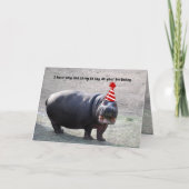 Carte Funny Fat Hippo avec animal Casquette Joyeux anniv (Devant)