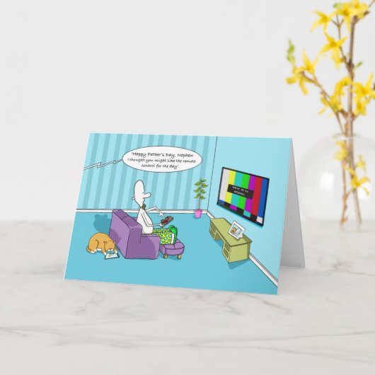 Carte Funny Father’s Day Nephew With Remote Control (Fleur jaune)