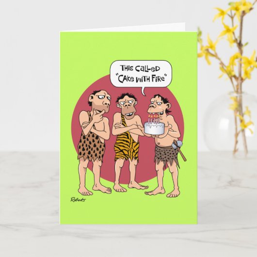 Carte Funny "Fire Cake" Birthday (Fleur jaune)