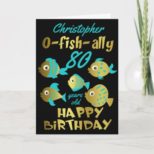 Carte Funny Fish 80e anniversaire (Devant)