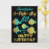 Carte Funny Fish 80e anniversaire (Fleur jaune)