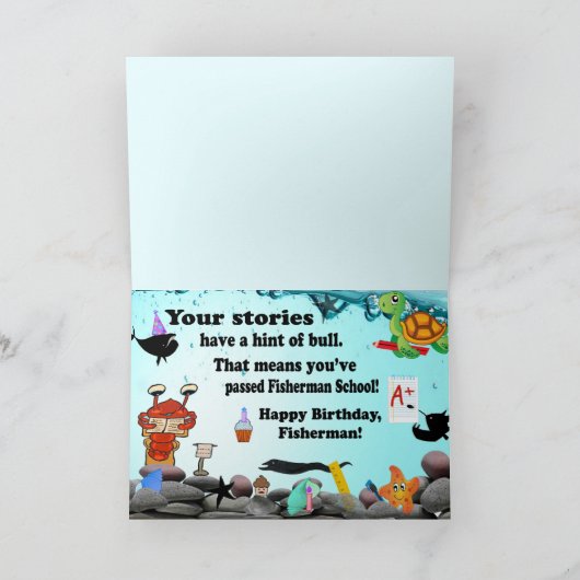 Carte Funny Fisherman Birthday Card (Intérieur)