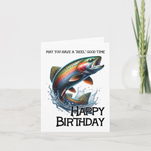 Carte Funny Fisherman Birthday Card with Trout (Devant)