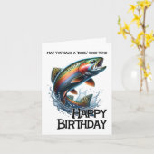 Carte Funny Fisherman Birthday Card with Trout (Fleur jaune)
