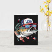 Carte Funny Fishing &amp; Fisherman Gift American Flag  (Fleur jaune)