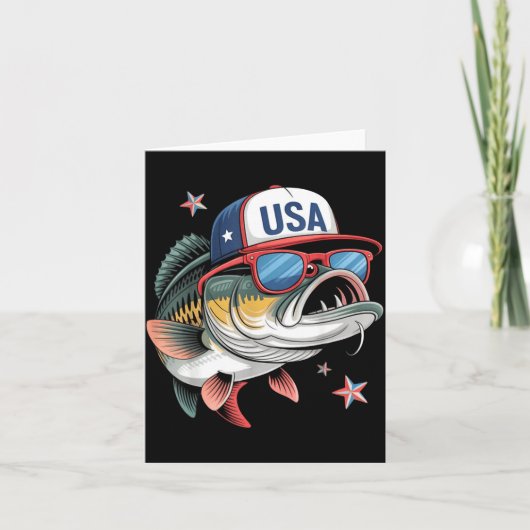 Carte Funny Fishing &amp; Fisherman Gift American Flag  (Devant)