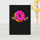 Carte Funny Fitness Donut Workout Weightlifter (Fleur jaune)