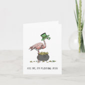 Carte Funny Flamingo Kiss Me I'm Irish St Patrick's Day (Devant)