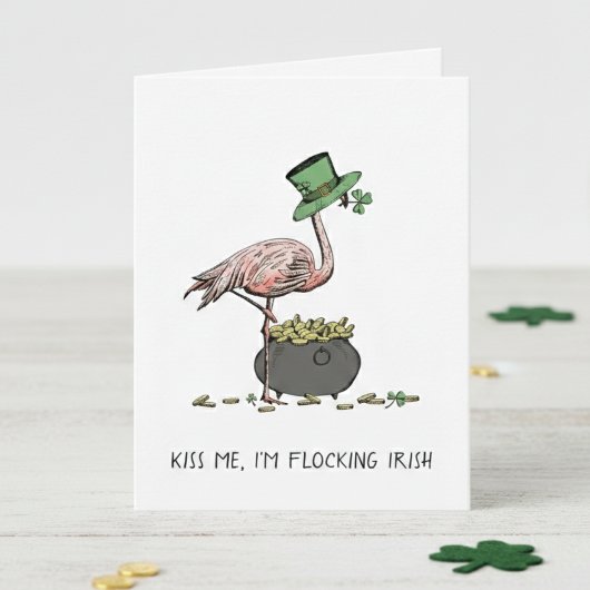 Carte Funny Flamingo St Patrick’s Day Card