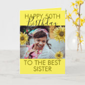 Carte Funny Fleuri Jaune Soeur Photo 50e anniversaire (Fleur jaune)