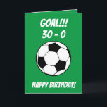 Carte Funny Football Fils vert 30e anniversaire<br><div class="desc">Funny Football Soccer Green Son 30e anniversaire, un design unique fait pour quiconque cherche quelque chose de spécial pour son fils pour son anniversaire. Le design comporte un drôle de graphique à billes en face avec du texte personnalisable que vous pouvez personnaliser, alors n'hésitez pas à le customiser pour faire...</div>