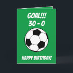 Carte Funny Football Fils vert 30e anniversaire<br><div class="desc">Funny Football Soccer Green Son 30e anniversaire, un design unique fait pour quiconque cherche quelque chose de spécial pour son fils pour son anniversaire. Le design comporte un drôle de graphique à billes en face avec du texte personnalisable que vous pouvez personnaliser, alors n'hésitez pas à le customiser pour faire...</div>