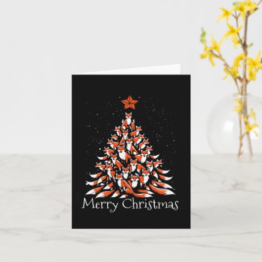 Carte Funny Fox Noël Arbre Renards Renards Renards (Fleur jaune)