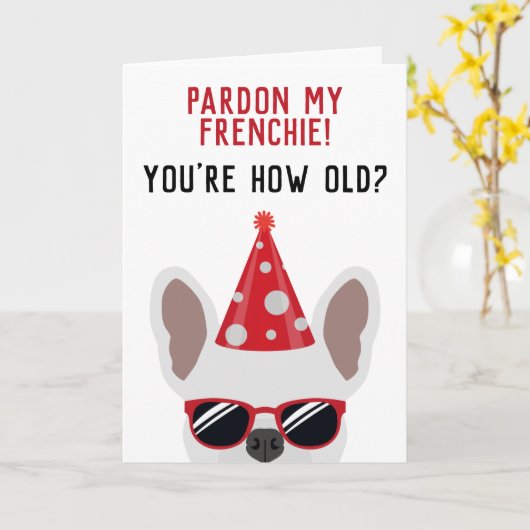 Carte Funny French Bulldog Birthday Card (Fleur jaune)