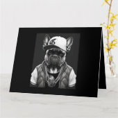 Carte Funny French Bulldog Rapper étoile Hip hop (Fleur jaune)