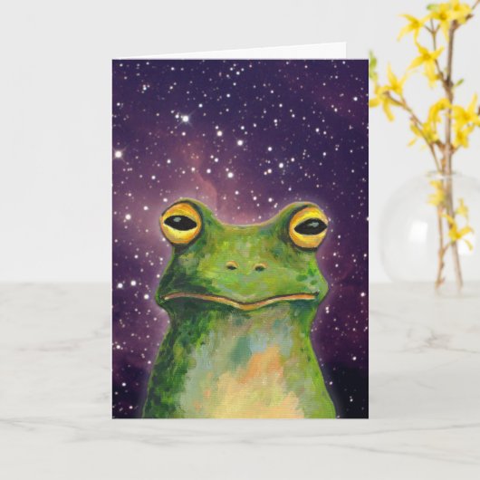 Carte Funny Frog Birthday (Fleur jaune)