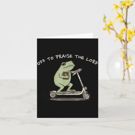 Carte Funny Frog Off To Praise The Lord Christian Scoote (Fleur jaune)
