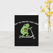 Carte Funny Frog Off To Praise The Lord Meme Quote Funny (Fleur jaune)