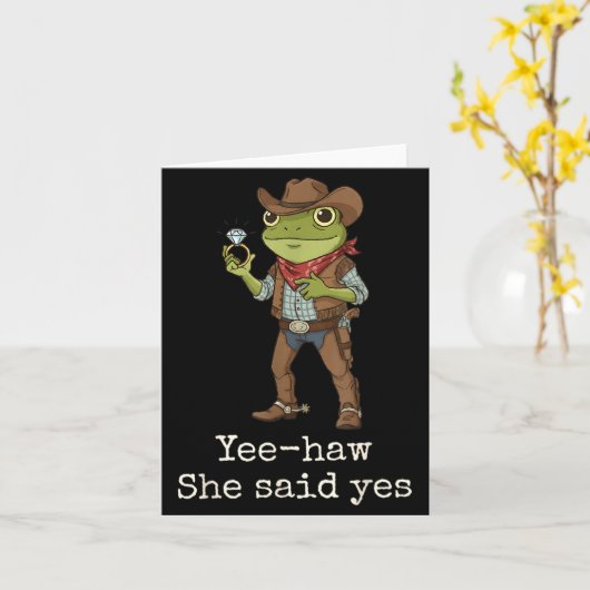 Carte Funny Frog Western Engagement Matching Couples Tee (Fleur jaune)