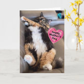 Carte Funny Furry Chat Bonne fête des mères (Fleur jaune)