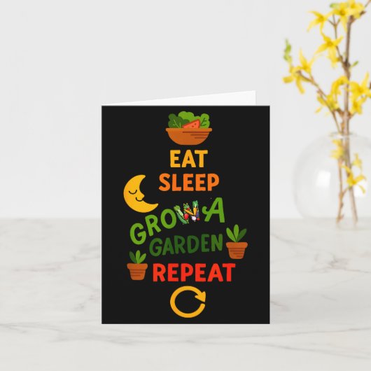 Carte Funny Game Eat Sleep Grow A Garden Repeat Gamer De (Fleur jaune)
