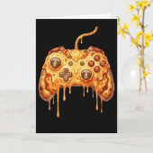 Carte Funny Gamer Pizza Gaming Video Game Enthusiast Boy (Fleur jaune)