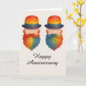 Carte Funny Gay Beard Couple Anniversaire Rainbow Prider (Fleur jaune)