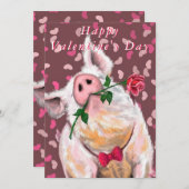 Carte Funny Gentleman Pig Valentine's Day Card (Devant / Derrière)