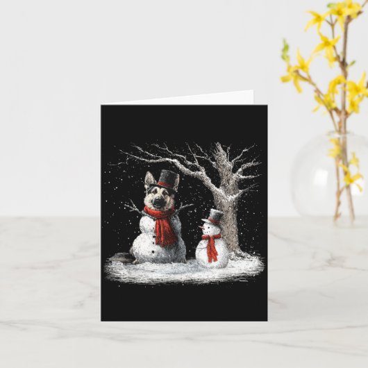 Carte Funny German Shepherd Dog In The Snow Tree Christm (Fleur jaune)
