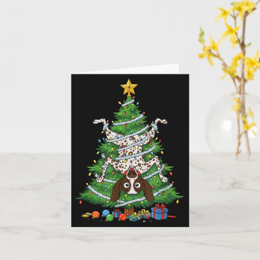 Carte Funny German Shorthaired Inter Dog Christmas Tree (Fleur jaune)