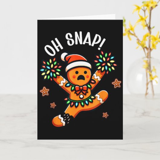 Carte Funny Gingerbread Man Pajamas & Pjs Xmas Holid (Fleur jaune)