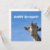 Carte Funny Giraffe Joyeux anniversaire (Devant/Arrière en situation)