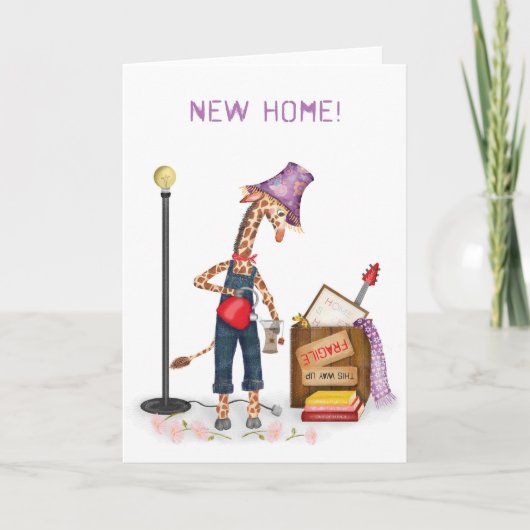 Carte Funny giraffe new home card (Devant)