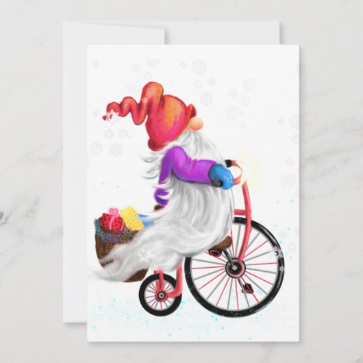 Carte Funny Gnome with Bike and Toxits (Dos)