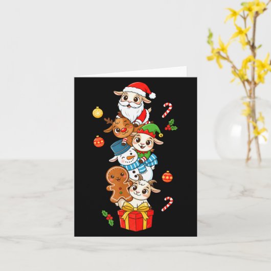 Carte Funny Goat Santa Elf Snowman Christmas Womens Mens (Fleur jaune)