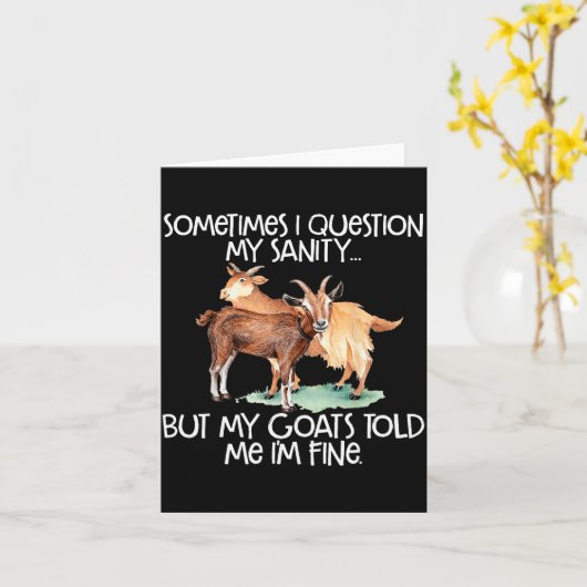 Carte Funny Goat Tee For Crazy People Who Speak With Goa (Fleur jaune)