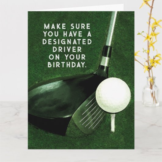 Carte Funny Golf Anniversaire (Fleur jaune)