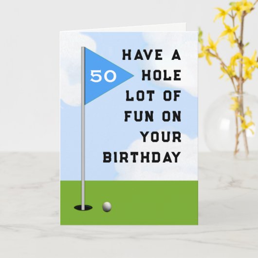 Carte Funny Golf Anniversaire (Fleur jaune)