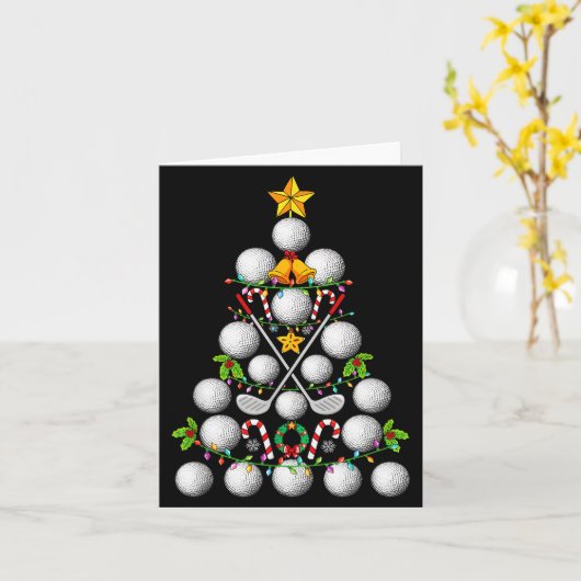 Carte Funny Golf Ball Christmas Tree Christmas Golf Love (Fleur jaune)