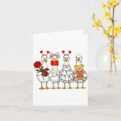 Carte Funny Goose Happy Valentine Goose Cute Heart Lover (Fleur jaune)