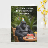 Carte Funny Gorilla Célébrer dans la jungle Anniversaire (Fleur jaune)